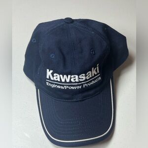 Vintage Kawasaki Navy White Engines and Power Products Hat VTG JDM